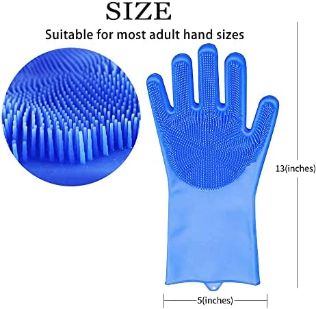 Louis Donné Silicone Gloves, Reusable Wash Scrubber, Heat Resistant Cleaning Tool, Great for Household, Dishwasher, Washing Car, Pet Hair Care and Massage