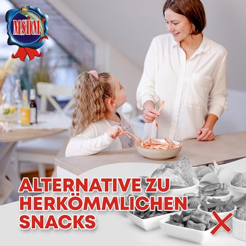 Tintenfisch Krabben Geschmack 1kg - Fisch Jerky I High Protein I Snacks I Trockenfisch Omega 3 I Beef Jerky, Trockenfleisch & Chips Alternative Keto Salat Topping