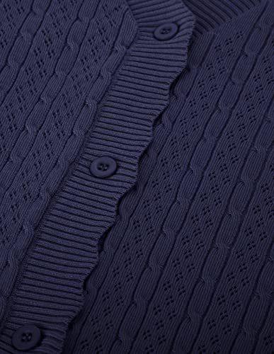 Shrug Sweaters For Women Short Sleeve Bolero Cardigan Breathable Crochet Coverup Cardigan For Office Dating (Navy Blue,L) #TOP7