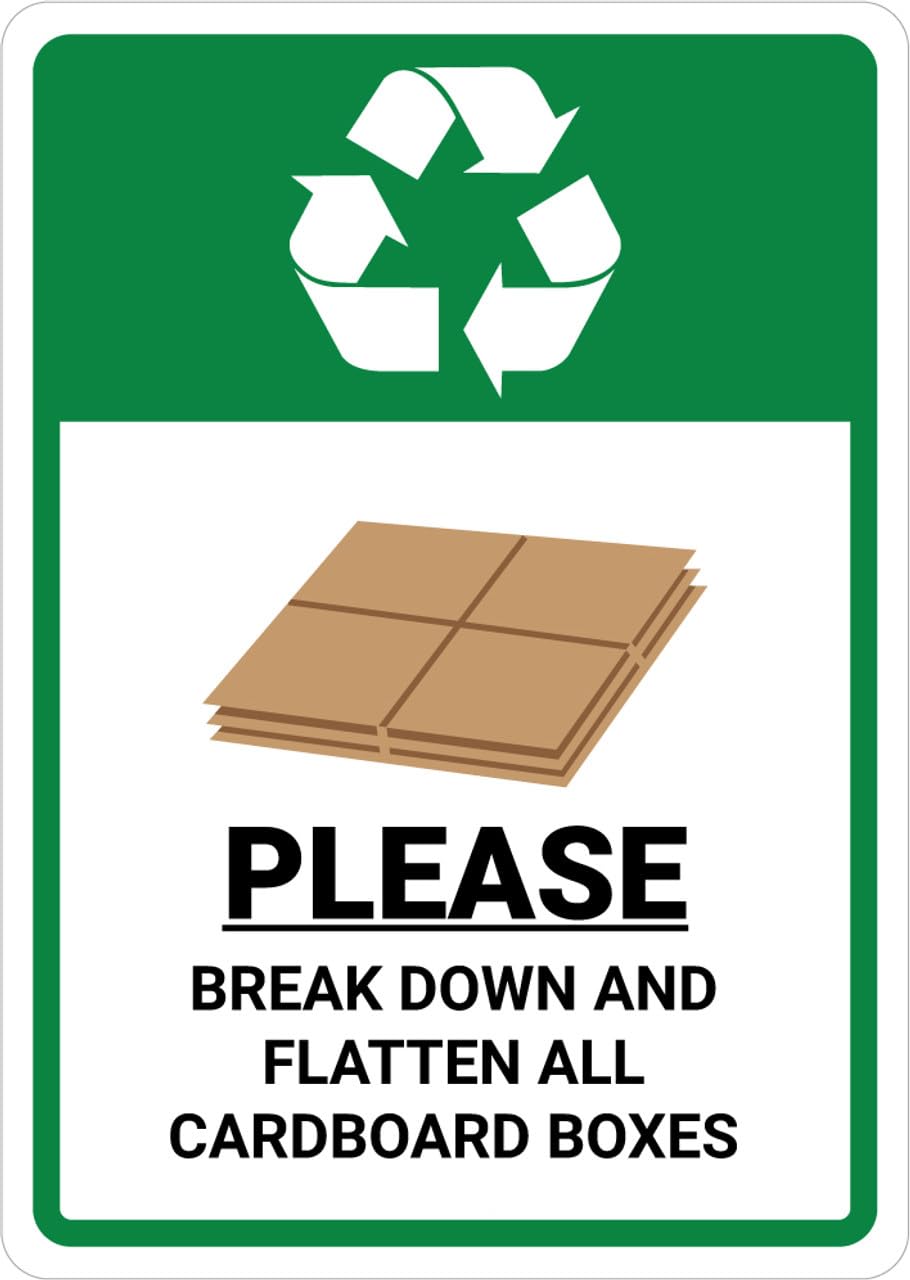 PLEASE: Break Down and Flatten All Cardboard Boxes Wall Sign 6"x8" Metal Danger Warning Man Cave Yard Indoor Or Outdoor