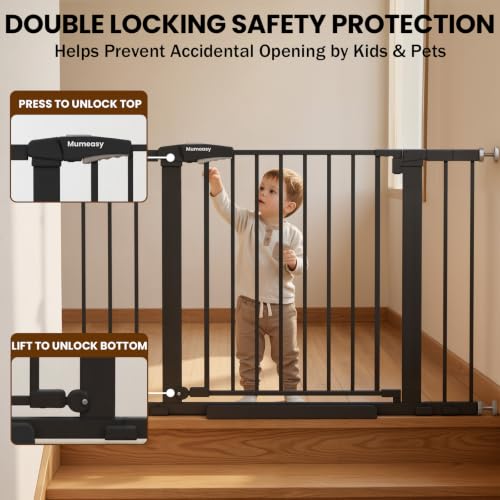 Image of Mumeasy Baby Gate for Stairs, 29.7-46 inch Walk Through Dog Gate Indoor