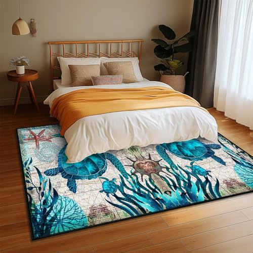 Alfombra Decorativa SIDAFENI 5x7 Pulgadas Azul Tortuga Marina miniatura 5