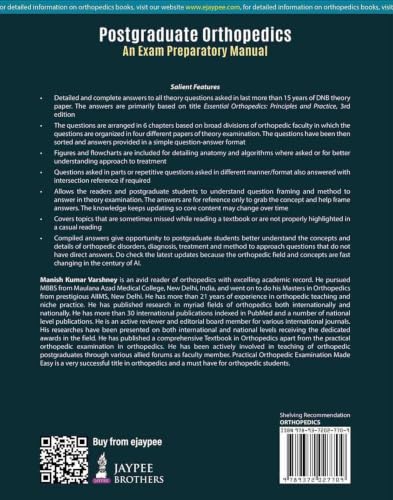 Image of Postgraduate Orthopedics: An Exam Preparatory Manual, 4 /E for MS and DNB Orthopedics Postgraduates | 15 Years of Solved DNB Theory Questions in a Chapter-wise Question and Answer Format: 1
