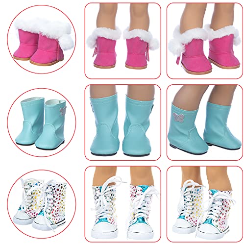 Bddoll 9 Pairs 18 Inch Girl Doll Shoes And 4 Pairs Socks Accessories For 18 Inch Doll - Including Roller Skates Casual Shoes Princess Shoes Cotton Shoes #TOP5