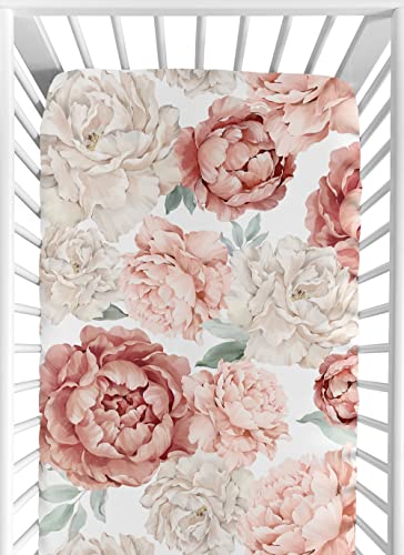 Sweet Jojo Designs Fitted Baby Crib Sheets (Boho Pink Floral) for Girls, Infant Nursery, Toddler Room - Standard Size (Blush Rose, Bohemian, Vintage,...