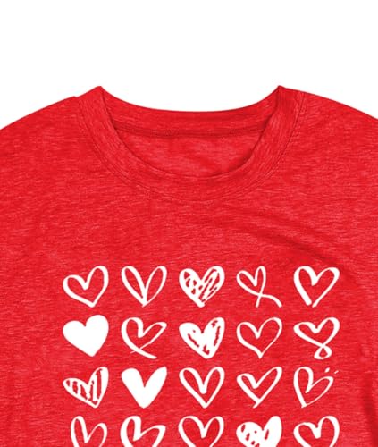 Image of Valentines Shirts for Women Valentine Love Heart Printed Graphic Tshirt Cute Girls Casual Top