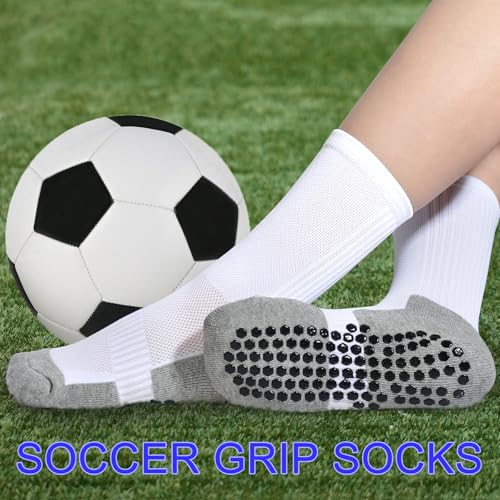 Kids Grip Soccer Socks Boys Basketball Crew Socks Cushioned Athletic Non Slip Socks Girls Running Sport Youth2