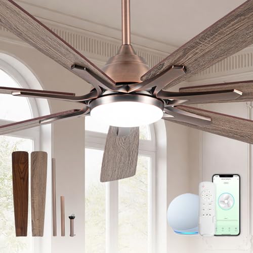Minislak 72' Oil Rubbed Bronze Smart Ceiling Fan with Light via WiFi Alexa,6-Speeds Quiet DC...