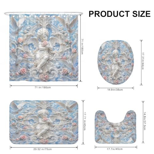 Rideau de douche imperméable avec tapis épais pour sol sec et propre