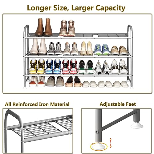 Image of LINZINAR Shoe Rack 3 Tier Long Metal Shoe Organizer for Closet Entryway Grey