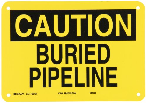 Panneau buried pipeline plastique jaune signalétique Brady 22703 pour chantier
