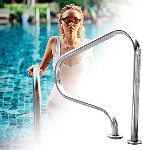 Swimming Pool Handrail 304 Stainless Steel Stair Rail Swimming Pool Safety Railing for Garden Backyard Pools, Easy to Instal