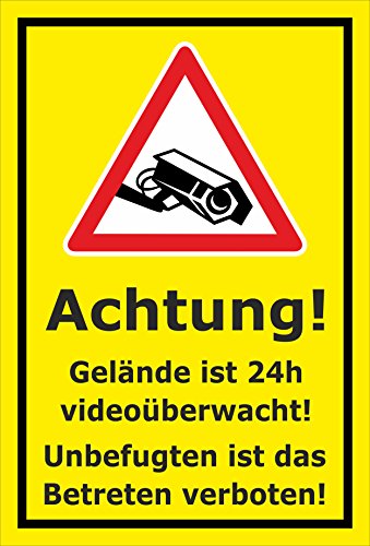 Preisvergleich Produktbild Melis Folienwerkstatt Schild - Gelände videoüberwacht - 30x20cm / Bohrlöcher / 3mm Aluverbund S00349-007-C 20 VAR