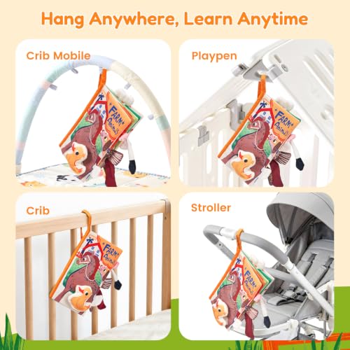 Image of JoyCat Baby Books 0-12 Months, Farm Tail Tummy Time Sensory Cloth Book