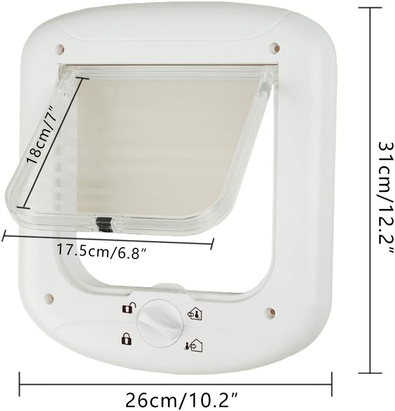 PAWISE Cat Door,Cat and Dog Doors for Interior Exterior Door,4 Way