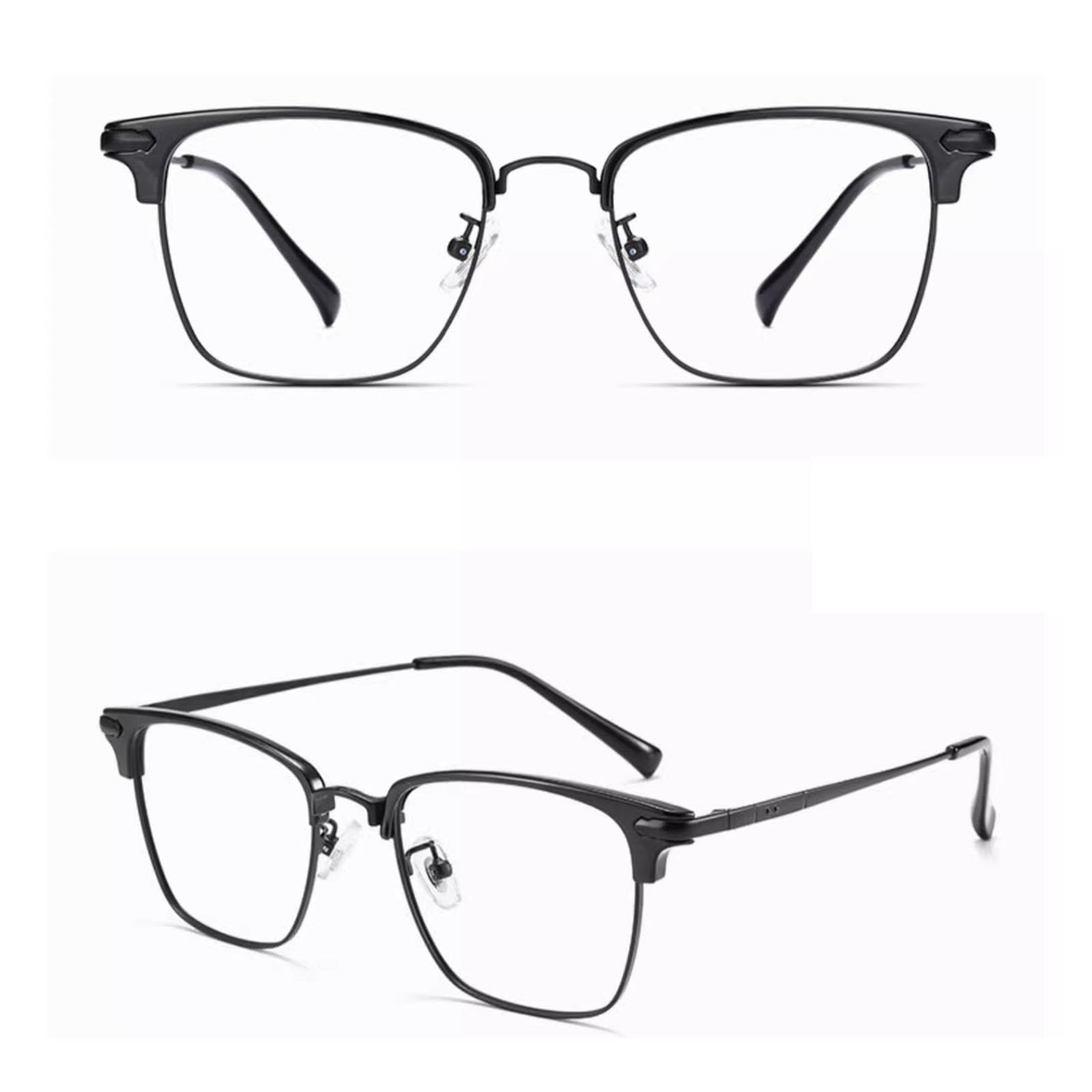 De Los Hombres Gafas Luz Azul Súper Ligero Titanio Puro Medio Cuadro Prevenir La Fatiga Ocular Anti-UV Gafas De Computadora,B