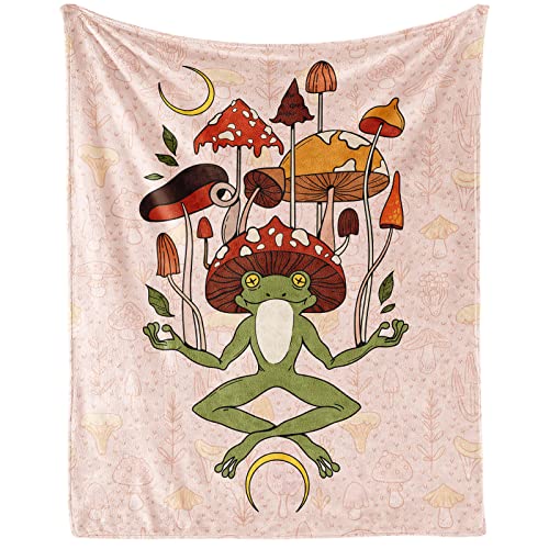 Frog Throw Blanket for Teen - 50x60 Inches Throw Size - Soft Fluffy Cozy Blankets Gift - Pink Novelty Blanket Throws for Living Room Decorative