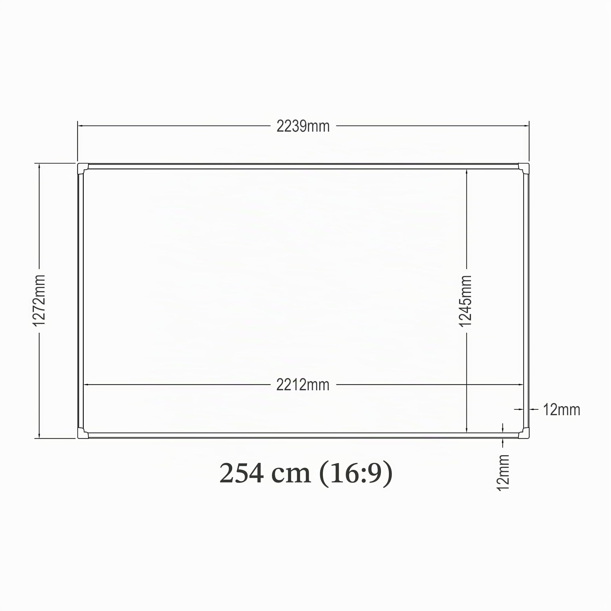 [en.casa] Écran de Projection Mural 100 Pouces Full HD 4K 8K HDR Format 16:9 Home Cinéma Présentations Qualité d'image Optimale PVC Revêtement ALR Aluminium 224 x 127 cm Gris
