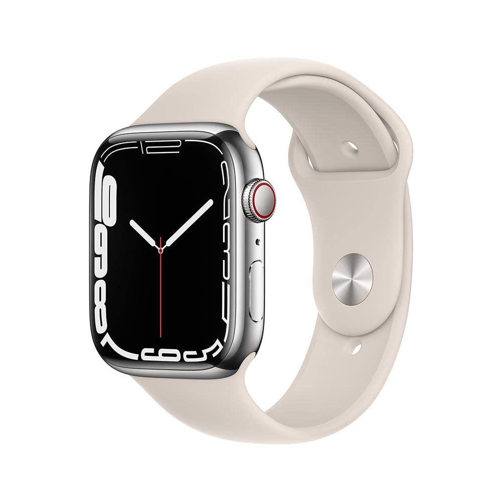 Apple Watch Series 7 (GPS + Cellular), Caixa em aço inoxidável