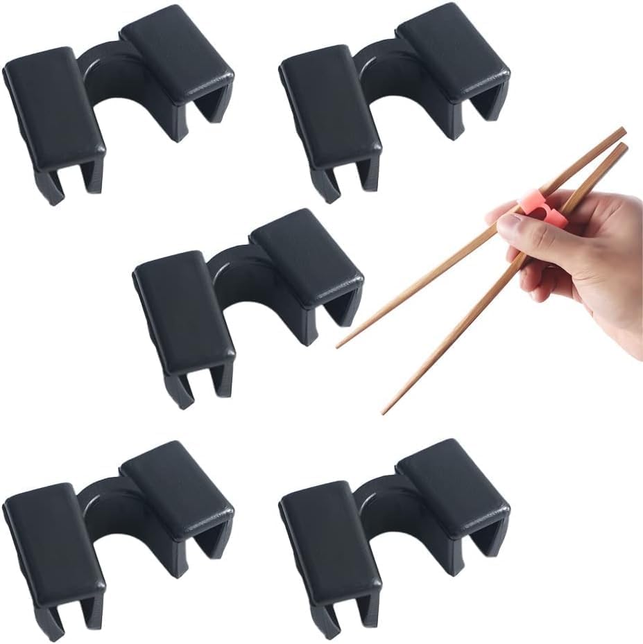 5Pcs Black Reusable Chopstick Helpers Training Chopsticks Hinges Connector Training Chopstick for Adults Kids Beginner Trainers or Learner Dining and Entertaining