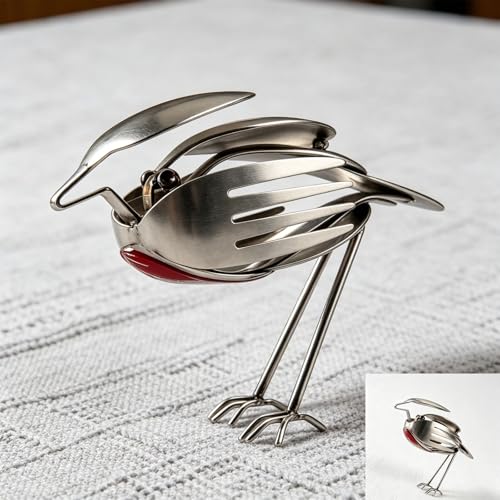 Escultura de pájaro petirrojo de metal artesanal miniatura 7