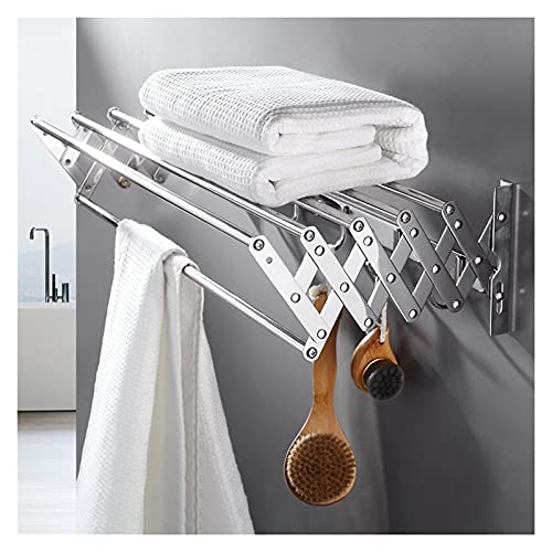 LLLD Bathroom Clothes Drying Rack Stainless Steel Clothes Drying Rack Wall Mounted Rustproof Durable Folding Telescopic Drying Rack (Size : 50cm)