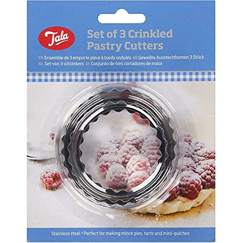 Tala Stainless Steel Crinkled Cutters, Set of 3 Cutters in Different Sizes, Perfect for use with Cookie and Biscuit Dough, Pastry and Icing, Ideal for Homemade scones