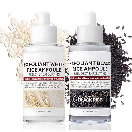 Peel Shot Glow Rice Ampoule Duo, Peeling Quimico Facial Exfoliante Rice Ampoule, Exfoliante Facial Mujer, Limpia los Poros, Mejora la Piel Áspera, Hidrata, Ilumina, 2 Piezas