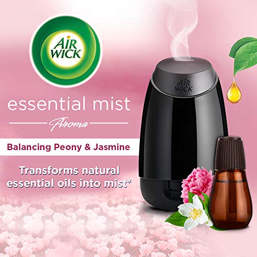 Image of Airwick Essential Mist Automatic Fragrance Mist Diffuser Kit (Machine + Jasmine & Peony Oil Refill - 20 ml) | Natural Essential Oils Diffuser | Automatic Air Freshener