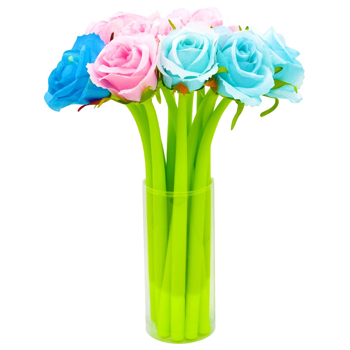 SIPLIV 12Pcs Creative Artificial Flowers Gel Ink Pen Ballpoint Pen Liquid Black 0.5mm Gel Ink Rollerball Pen for Girls Women Office School Supplies - Image 2