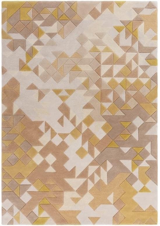 Handmade Wool Geometric Area Rug – Modern Hand-Tufted Carpet for Living Room & Bedroom Décor (6x9 Feet)