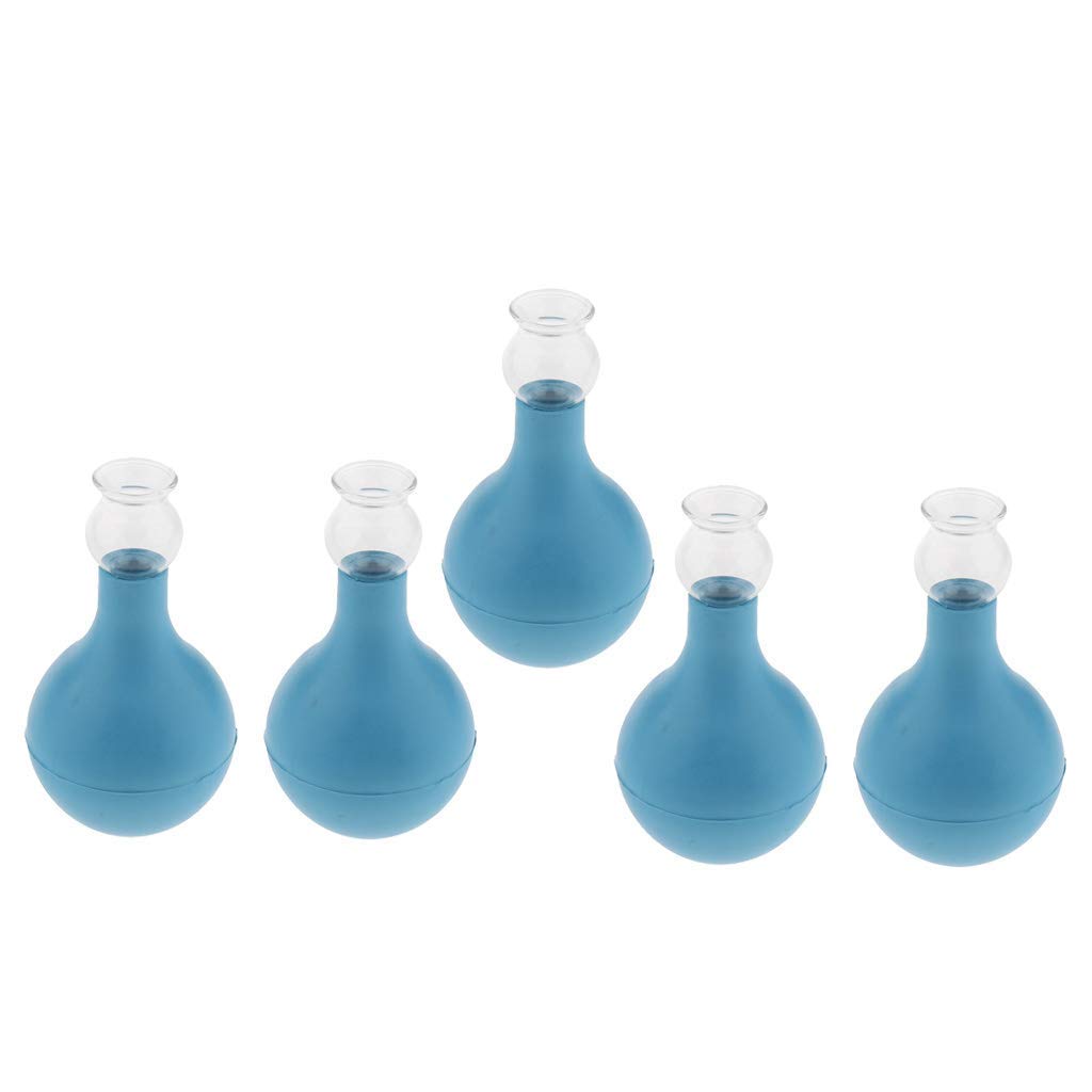 5 Stück Schröpfglas Set Schröpfen Massage Vakuum Schröpfbecher Ganzkörper Massagegerät (Blau + Blau 3cm)