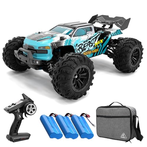 Teeggi SG116 MAX Coche teledirigido para adultos 80 km/h, con bolsa de transporte, 1:16 4WD Off Road Race Buggy, motor sin escobillas RC de alta velocidad Offroad Drift Carreras, 3 baterías
