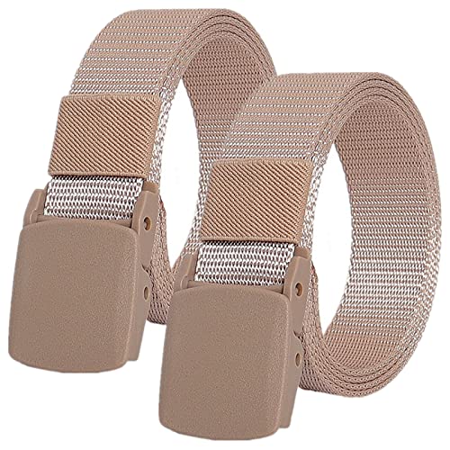 YunYunStrap Nylon Belts for Men Women Tactical Military Quick Release Metal Free Canvas Buckle Belt, 3cm Wide 2 Pack