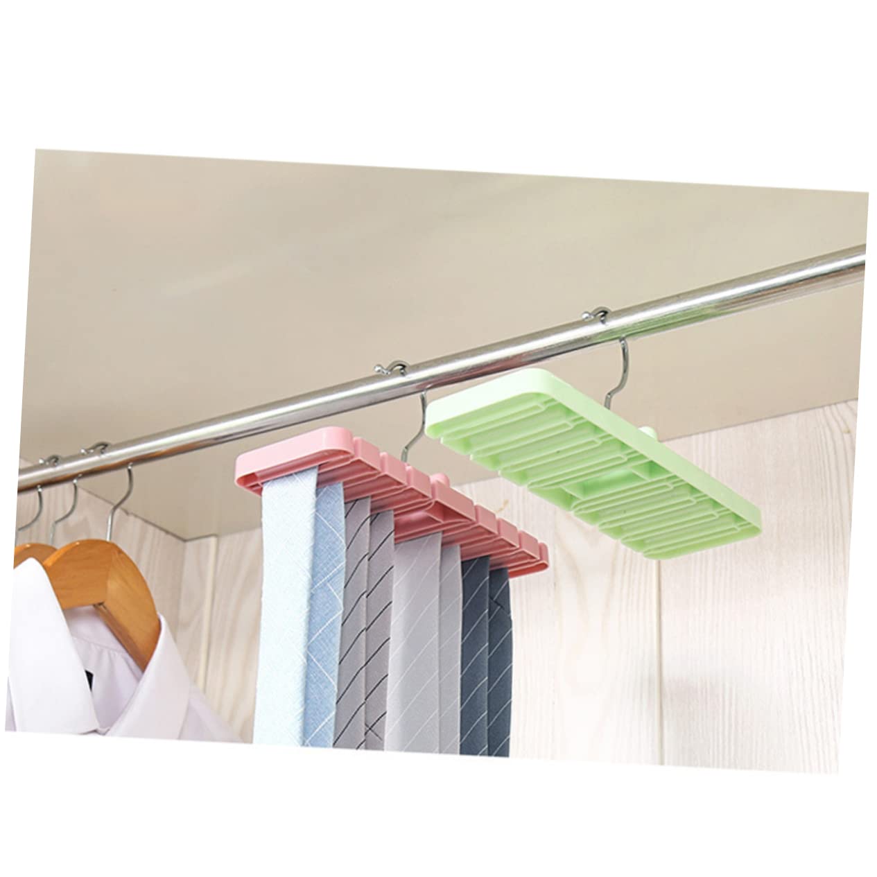 OFFSCH Multifunctional Necktie Organizer Rack - Hanger for Ties Scarves and Belts Closet Storage Light Green to Items Space-saving Design