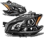 DNA Motoring HL-OH-NM09-BK-AM Black Housing Amber Corner Projector Headlights Replacement For 09-14 Maxima
