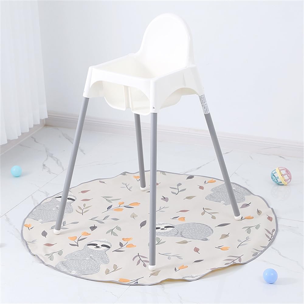 Tappetino Seggiolone Bambini 130 Cm Rotondo - Impermeabile, Antiscivolo, Lavabile, Giallo - Foto 7