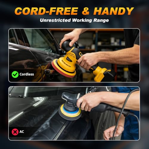 Image of Cordless Car Buffer Polisher kit Compatible with DEWALT 20V Battery(No Battery), 6 Inch 9 Speed Orbital Polisher, 1800-7200RPM, for Car Boat Waxing /Scratch