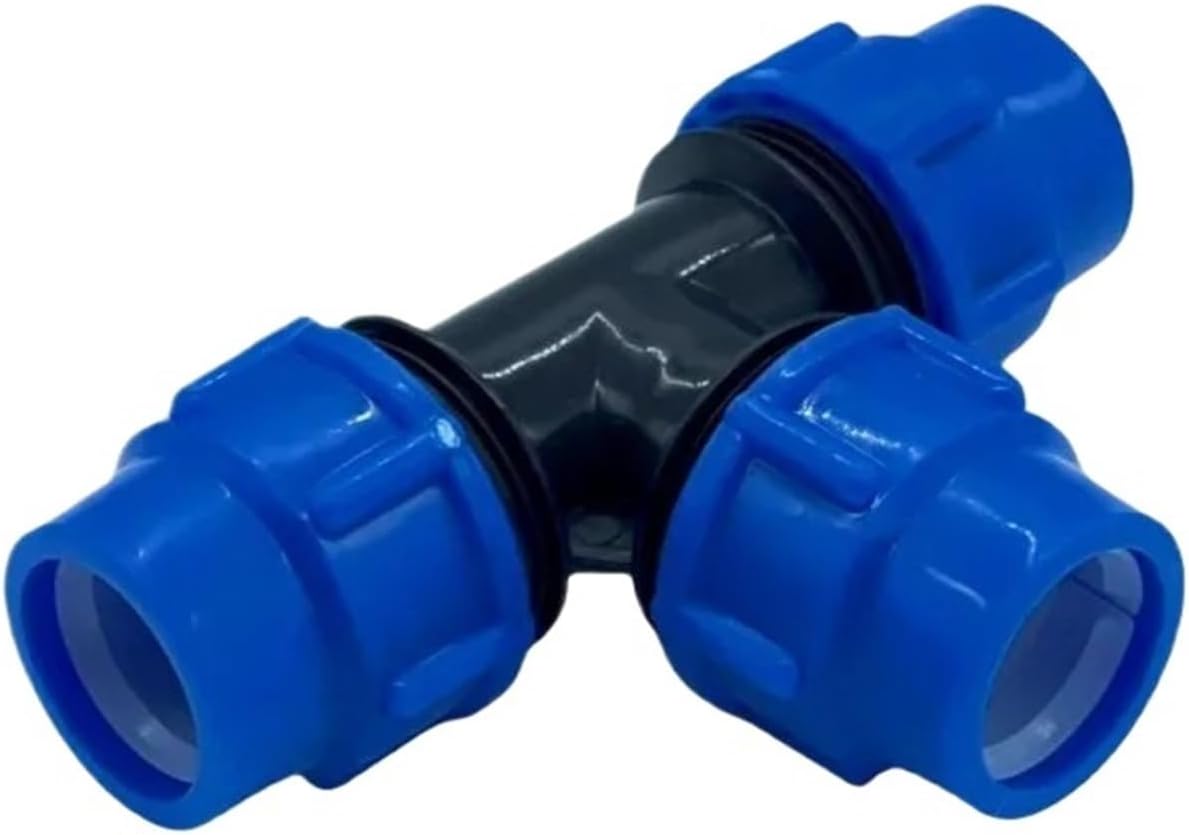 PE pipe fittings three-way quick joint tap fittings plastic Tube Connector 16/20/25/32/40/50/63mm Tap Water Irrigation(Black,20mm)