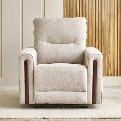Image of Home Centre | Malinda Fabric 1 Seater Electric Recliners | Recliner Sofa for Living Room | Beige | 1 Year Warranty