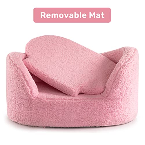 Hollypet JPHP-SF-PK Cat Sofa Couch, Pet Sofa For Cats And Small Dogs, Sherpa Fleece Cat Sleeping Bed thumb #3