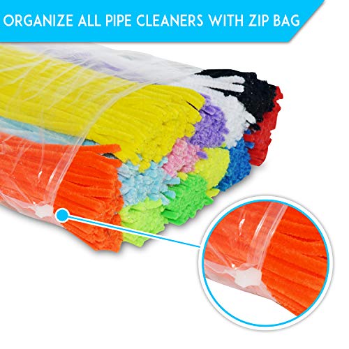 Epiqueone 1300-Piece Arts & Crafts Supply Set For Kids & Adults - Includes 1200 Chenille Pipe Cleaner Stems In 12 Fluorescent Colors And 100 Googly Eyes - Perfect For Diy Decorations And Crafting #TOP3