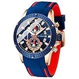 Men Watch, MINIFOCUS Chronograph Waterproof Sport Analog Quartz Watches Silicon Strap Fashion Wristwatch for Men
