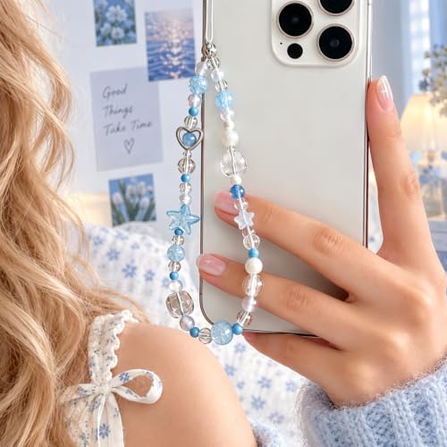 Image of Beaded Camera Wrist Strap Cute Digital Camera Charm Lanyard, Phone Wristlet Charms, Phone Chain for Camera