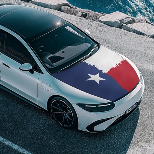 Image of Texas Flag Car Hood Cover Stretch Polyester Car Hood Cover Washable Automotive Accessories Suitable Most Automotive Sedans Trucks SUVs Sports Cars