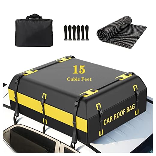 JOBYNA Bolsa de Techo de Automóvil 425L, 100% Impermeabl PVC Cofre Techo Coche para Todos los Automóviles con o sin Estante con Alfombrilla Antideslizante, 6 Ganchos de Puerta, Bolsa de Almacenamiento
