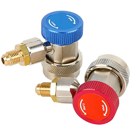 R134A Aire Acondicionado Reemplazo Conector Rápido Acoplador, R134A Aire Acondicionado Ajustable Acoplador Rápido Adaptador Alta Baja Herramientas Cover
