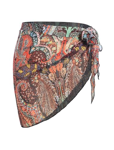 Image of ZAFUL Boho Beach Cover Ups for Women Sarong Coverups Sheer Bikini Chiffon Wraps Skirts for Swimwear
