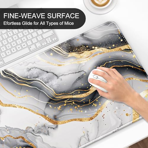 Image of Auhoahsil Desk Mat, Ultra Large Mouse Pad, XXL Gaming Mousepad, Pretty Desk Pad, Big Extended Full Size Desktop Desk Matt for Keyboard, Laptop & Computer, 35.5 x 15.7 in, White Gray Marble