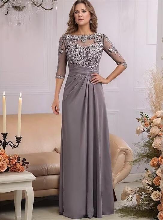 Cadoly Long Sleeve Mother of The Bride Dresses for Women Elegant Chiffon A-Line Corset Formal Dresses and Evening Gown4